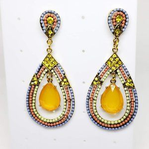 Bright Yellow Gem Beaded Dangle Earring